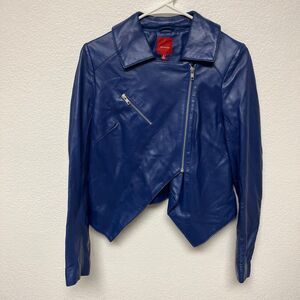 Red Sacks Fifth Avenue NWT Blue Faux Leather Jacket size small